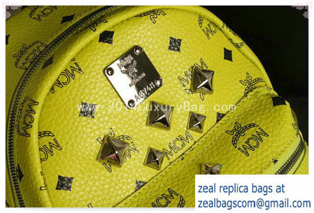 High Quality Replica MCM Stark Backpack Medium in Calf Leather 8003 Lemon - Click Image to Close